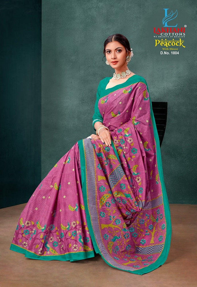 Peacock Lakhani Cotton Sarees