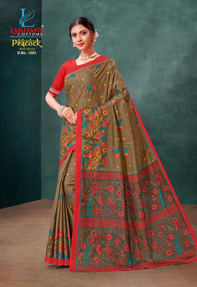 Peacock Lakhani Cotton Sarees