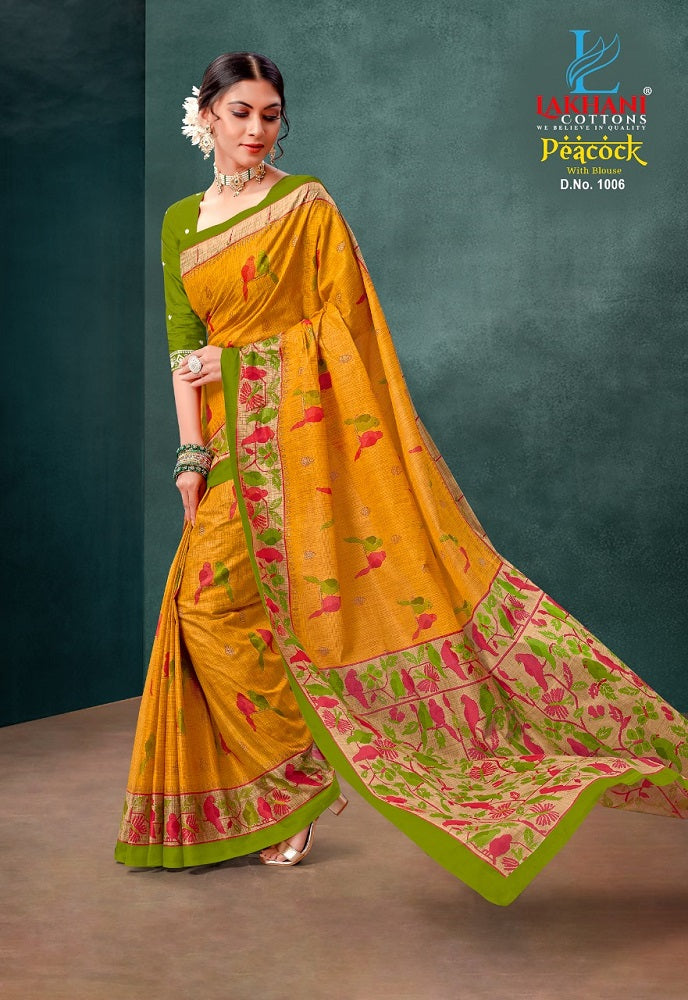 Peacock Lakhani Cotton Sarees