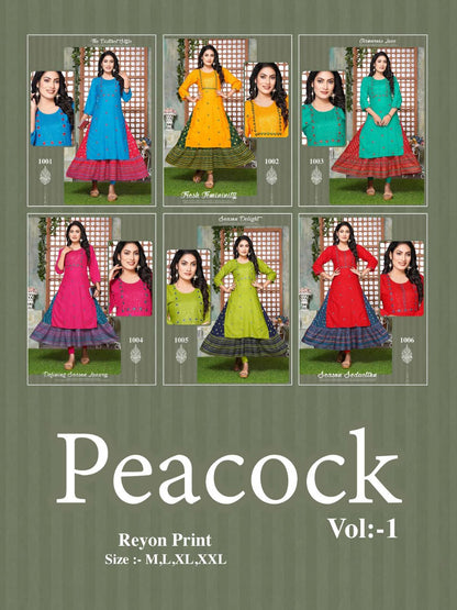 Peacock Vol 1 Kavinay Rayon Anarkali Kurtis