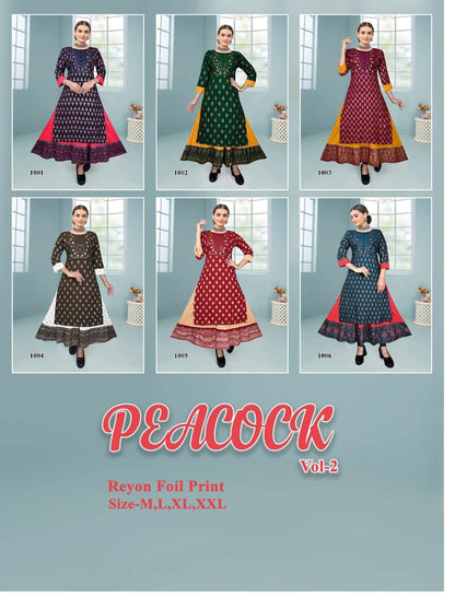 Peacock Vol 2 Kavinay Rayon Anarkali Kurtis