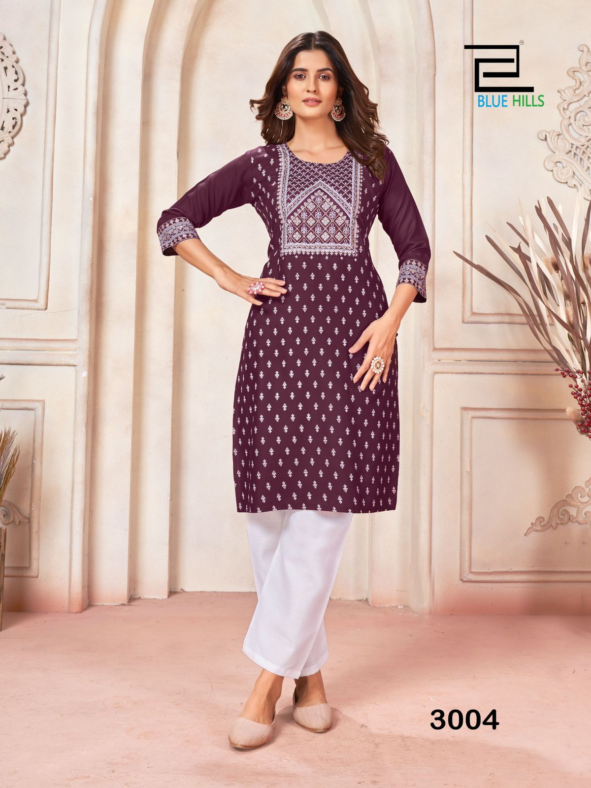 Peacock Vol 3 Blue Hills Rayon 14Kg Knee Length Kurtis