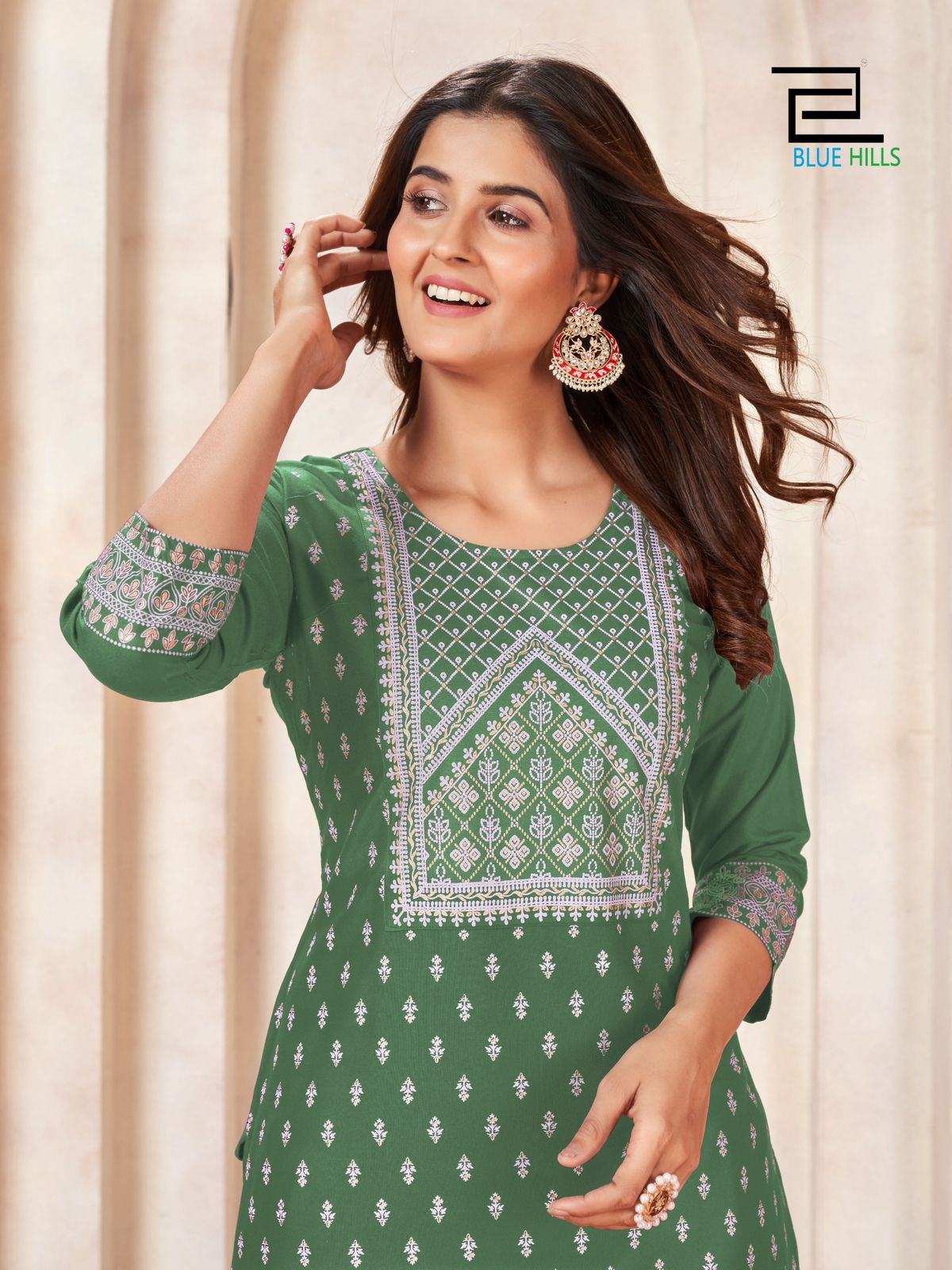 Peacock Vol 3 Blue Hills Rayon 14Kg Knee Length Kurtis