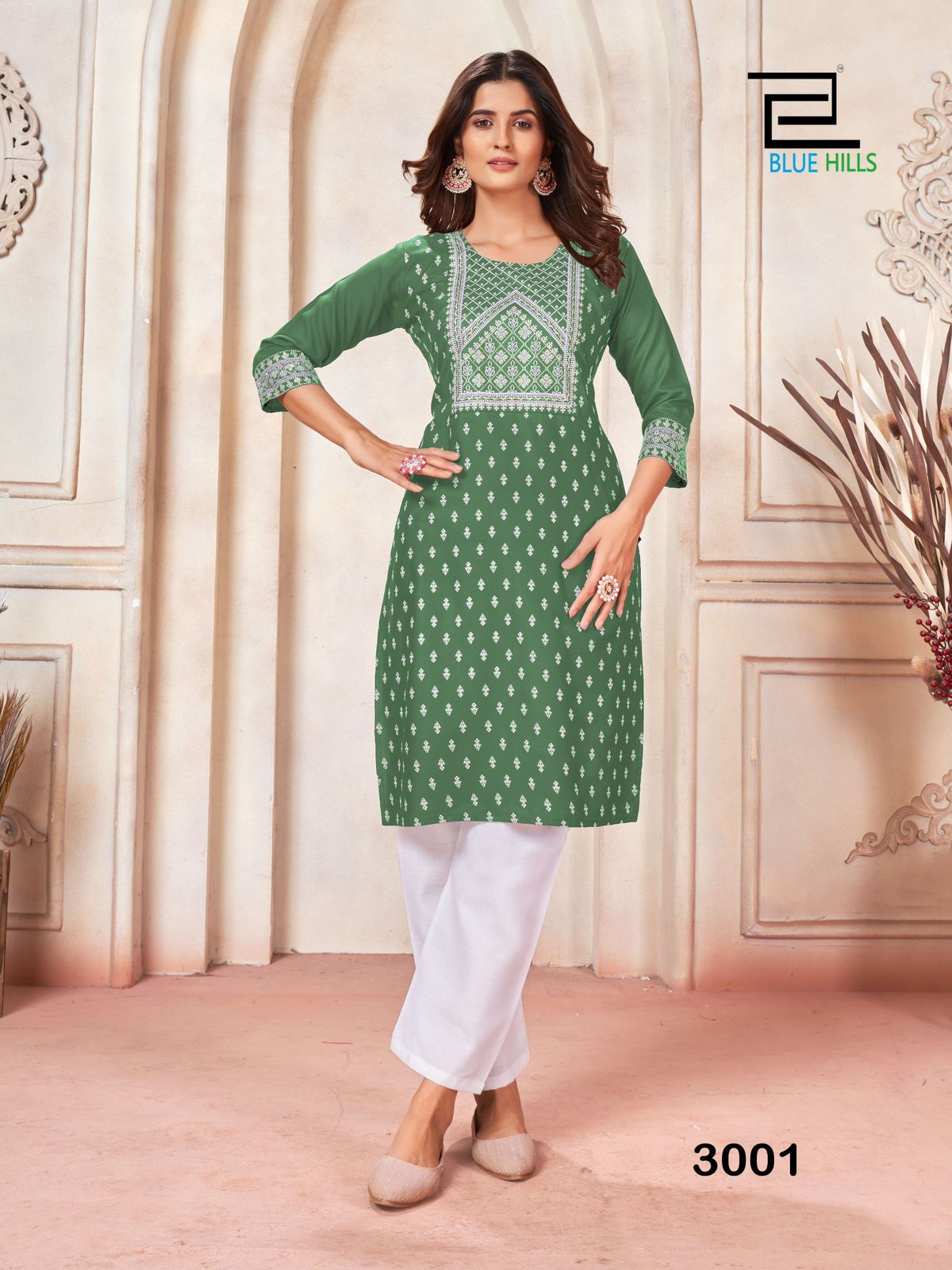 Peacock Vol 3 Blue Hills Rayon 14Kg Knee Length Kurtis