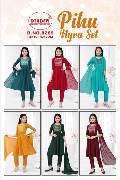 Pihu-8269 Dt Devi Rayon Girls Readymade Suits