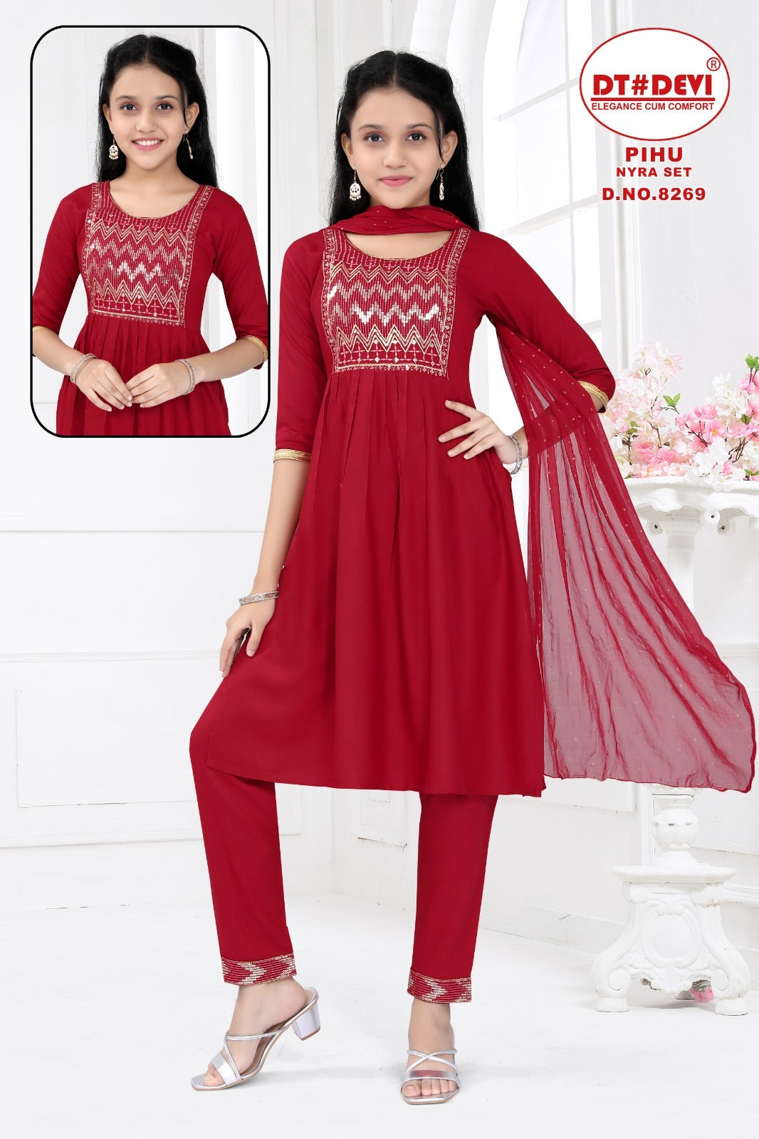 Pihu-8269 Dt Devi Rayon Girls Readymade Suits