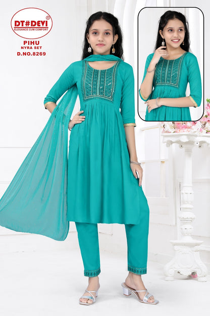 Pihu-8269 Dt Devi Rayon Girls Readymade Suits