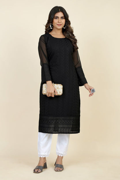 Pink Palak 1 Seamore Georgette Long Straight Kurti