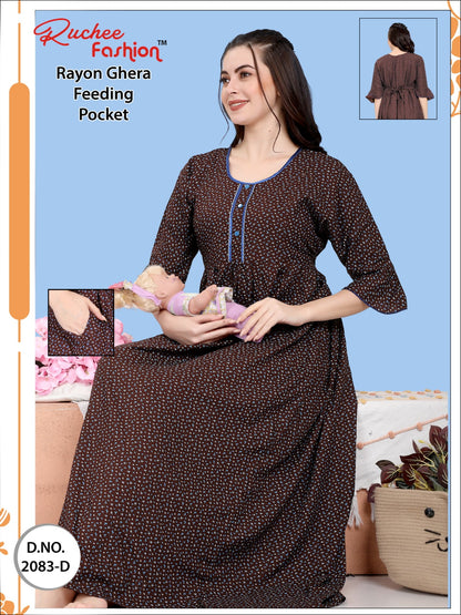 Pocket-010124 Ruchee Fashion Feeding Night Gown