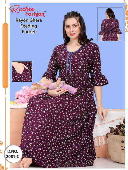 Pocket-010124 Ruchee Fashion Feeding Night Gown