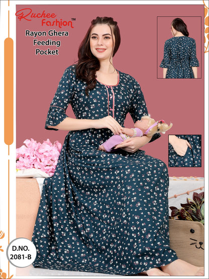Pocket-010124 Ruchee Fashion Feeding Night Gown