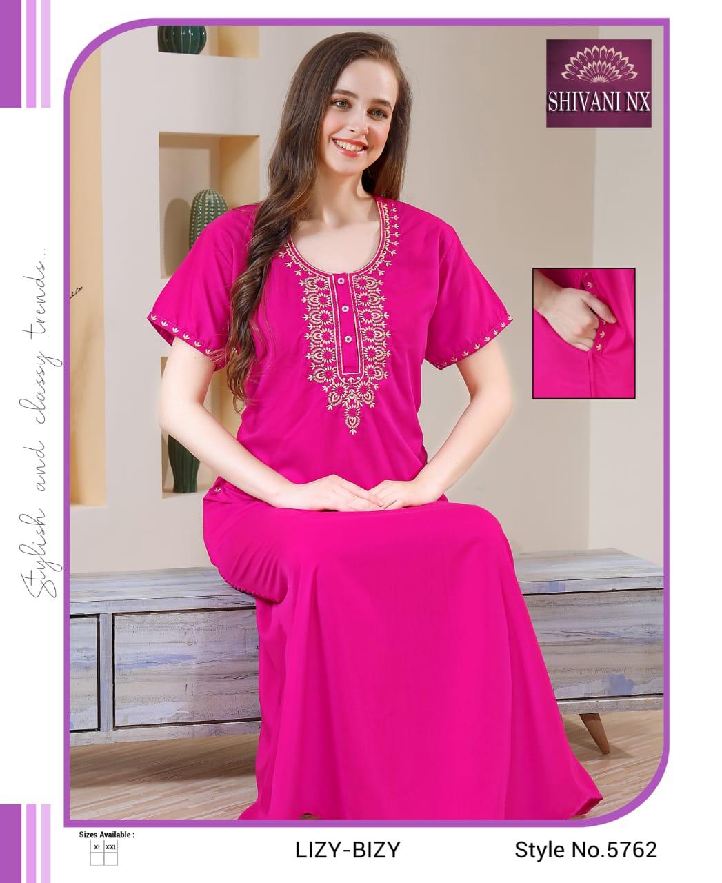 Pocket-1502 Shivani Night Gowns