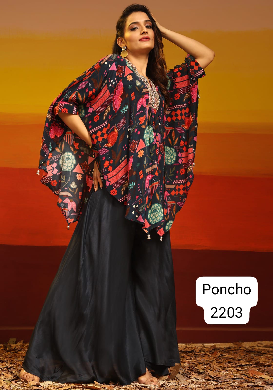 Poncho Jivora Muslin Top Bottom Set