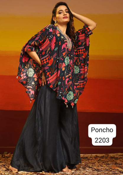 Poncho Jivora Muslin Top Bottom Set