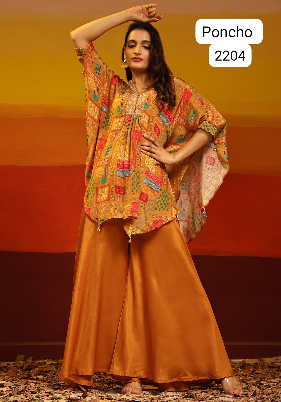 Poncho Jivora Muslin Top Bottom Set