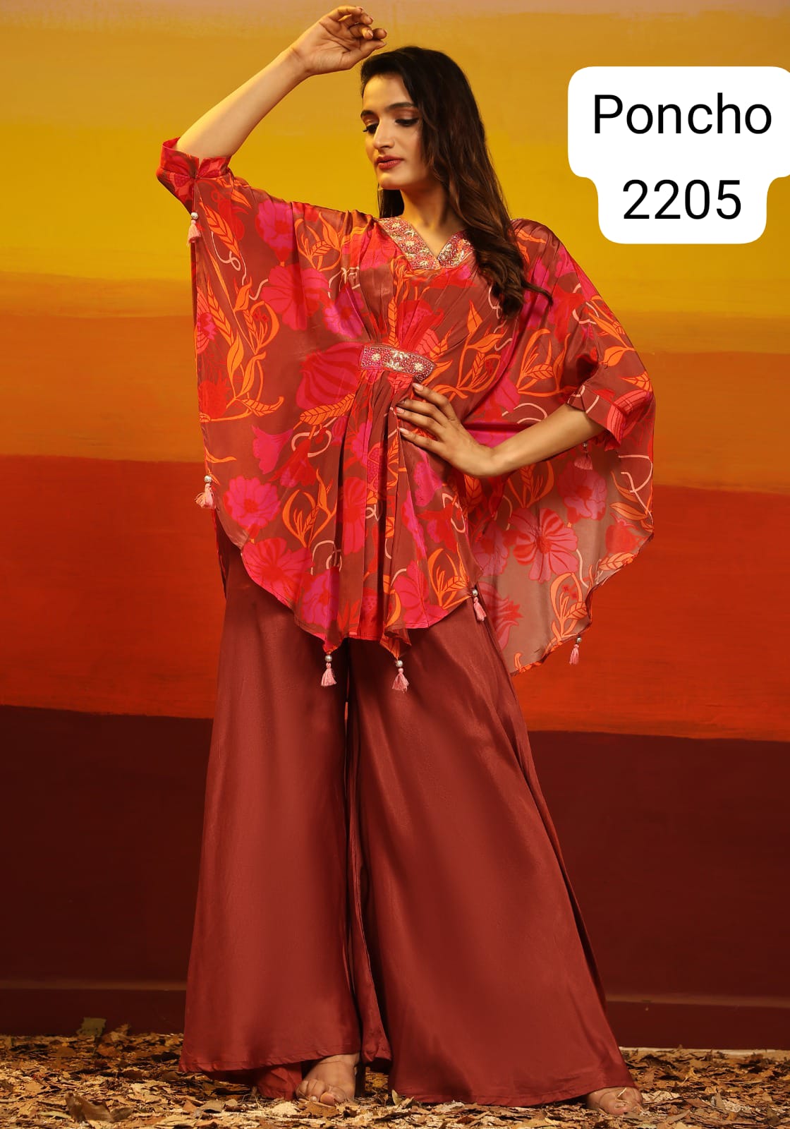 Poncho Jivora Muslin Top Bottom Set