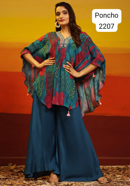 Poncho Jivora Muslin Top Bottom Set