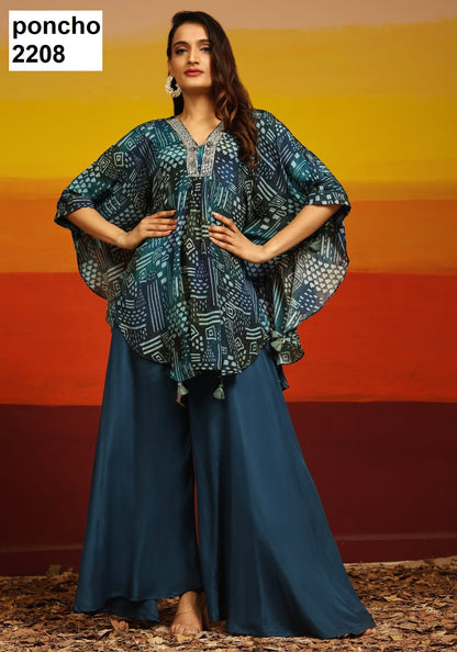 Poncho Jivora Muslin Top Bottom Set