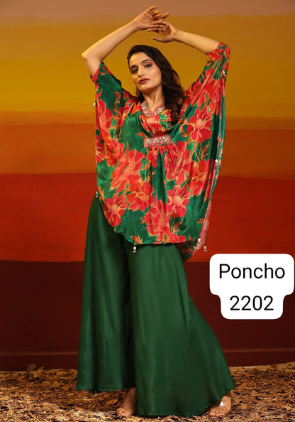 Poncho Jivora Muslin Top Bottom Set