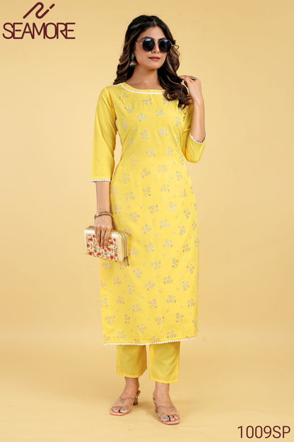 Pooja-3 Seamore Crape Kurti Pant Set