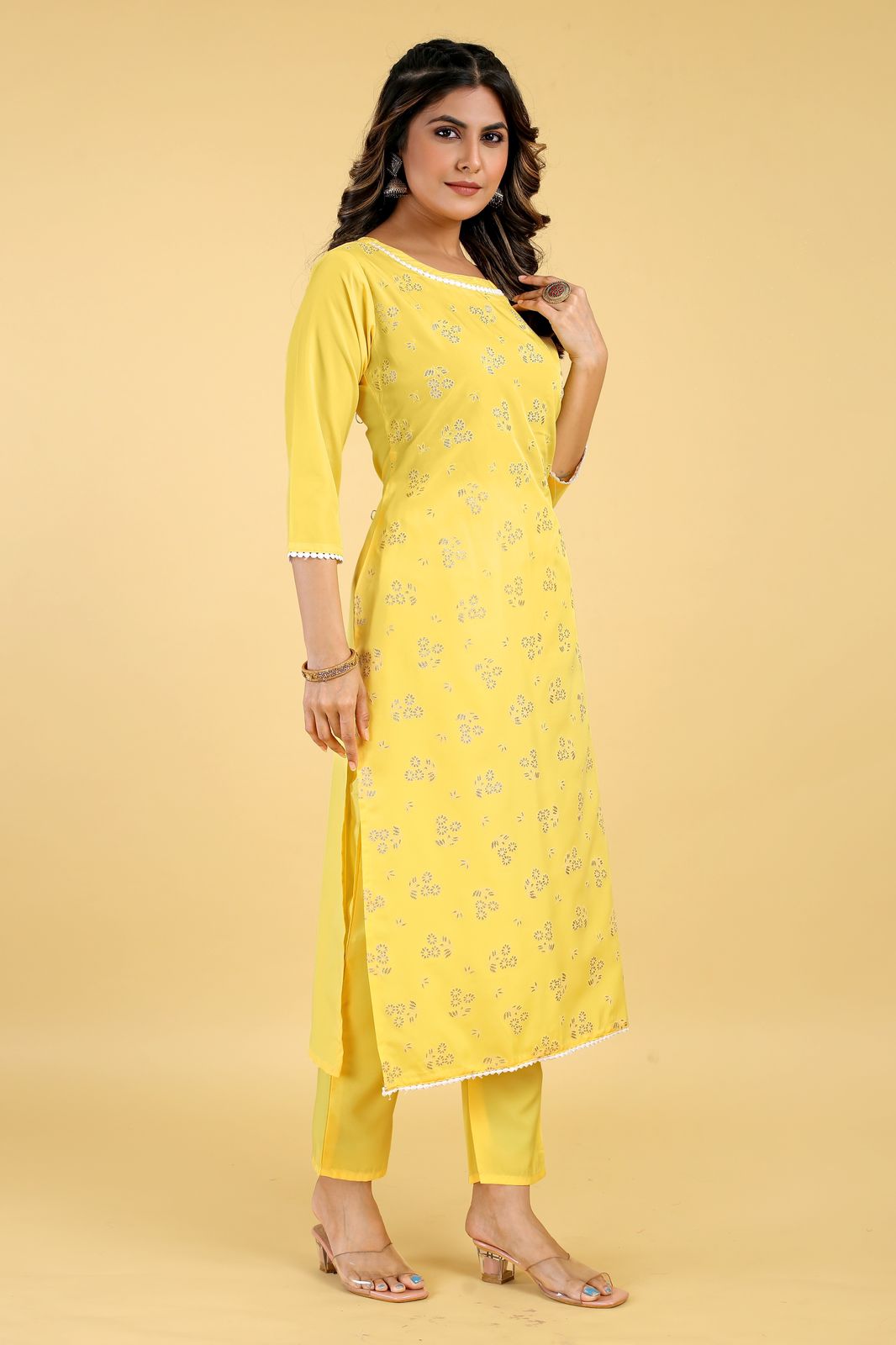 Pooja-3 Seamore Crape Kurti Pant Set