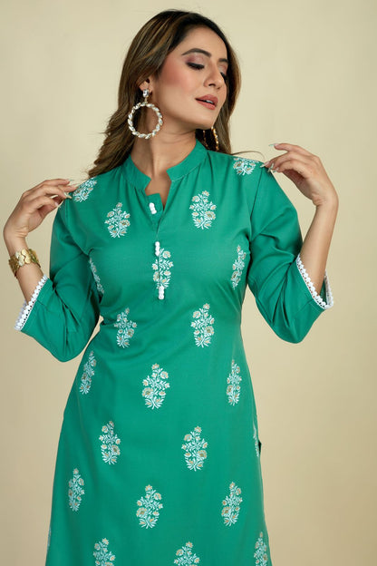 Pooja 4 Seamore Crape Kurti Pant Set