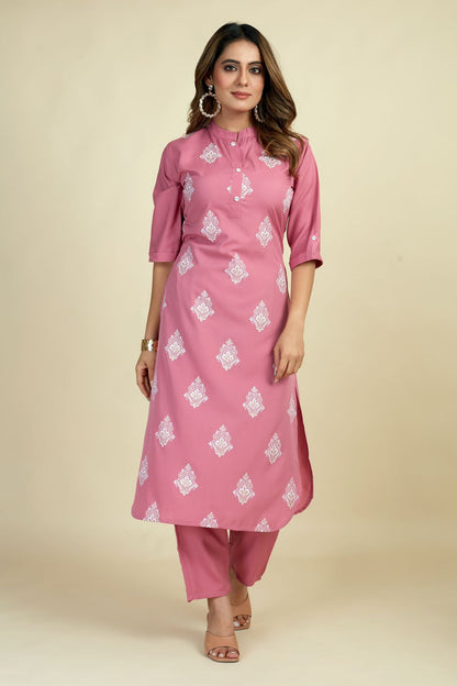Pooja 4 Seamore Crape Kurti Pant Set
