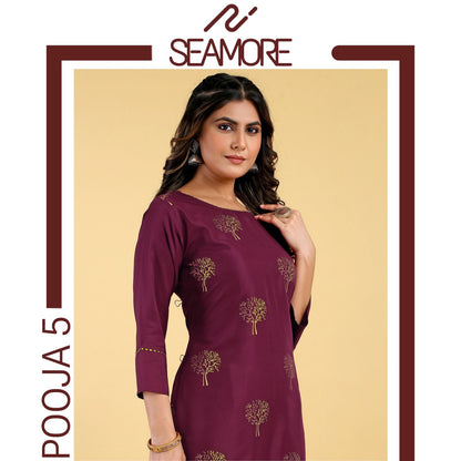 Pooja 5 Seamore Kurti Bottom Set