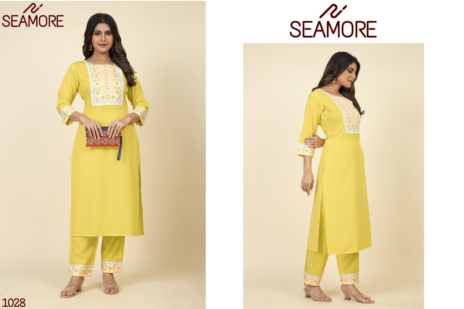 Pooja 6 Seamore Crape Kurti Pant Set
