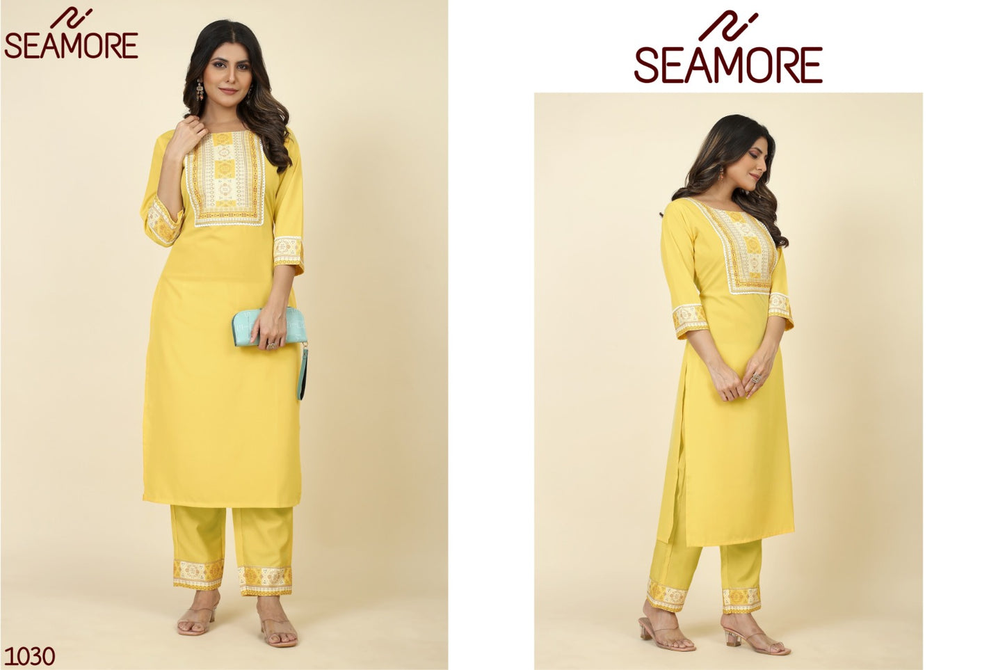 Pooja 6 Seamore Crape Kurti Pant Set