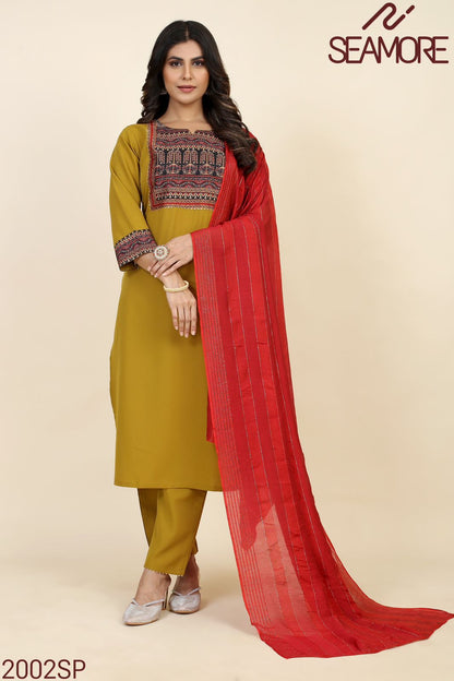 Pooja Plus 1 Seamore Crepe Readymade Pant Style Suits
