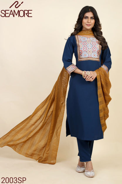 Pooja Plus 1 Seamore Crepe Readymade Pant Style Suits