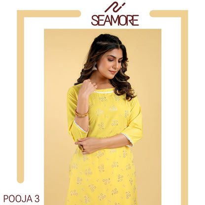 Pooja 3 Seamore Kurti Pant Set