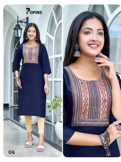 Popins Premnath Two Tone Knee Length Kurtis