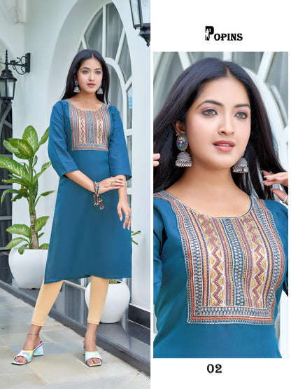 Popins Premnath Two Tone Knee Length Kurtis