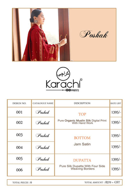 Poshak Karachi Prints Muslin Silk Karachi Salwar Suits