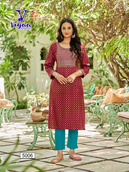 Poshak Vol 5 Viyaa Rayon 14Kg Long Straight Kurti