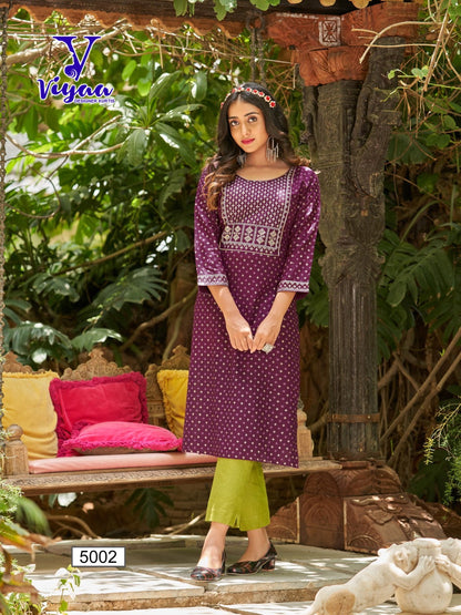 Poshak Vol 5 Viyaa Rayon 14Kg Long Straight Kurti