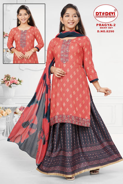 Pragya Vol 2-8290 Dt Devi Rayon Girls Readymade Skirt Style Suits