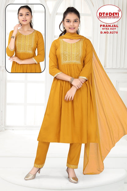 Pranjal-8270 Dt Devi Rayon Readymade Pant Style Suits