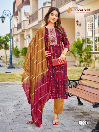 Pratiksha Vol-4 Suryajyoti Rayon Readymade Pant Style Suits