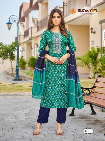 Pratiksha Vol-4 Suryajyoti Rayon Readymade Pant Style Suits