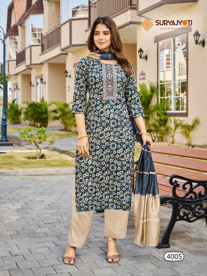 Pratiksha Vol-4 Suryajyoti Rayon Readymade Pant Style Suits