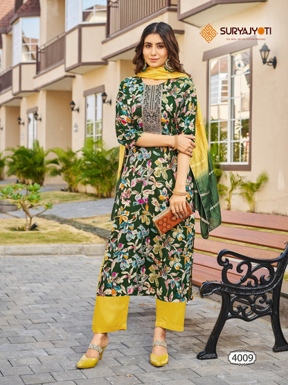 Pratiksha Vol-4 Suryajyoti Rayon Readymade Pant Style Suits