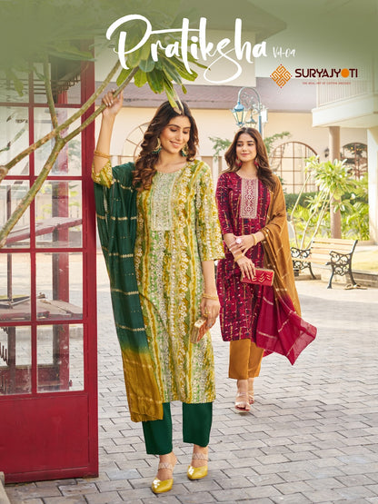 Pratiksha Vol-4 Suryajyoti Rayon Readymade Pant Style Suits