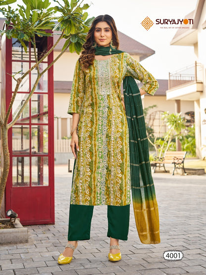 Pratiksha Vol-4 Suryajyoti Rayon Readymade Pant Style Suits