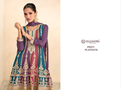 Preet Platinum Gulkayra Designer Chinon Readymade Suits