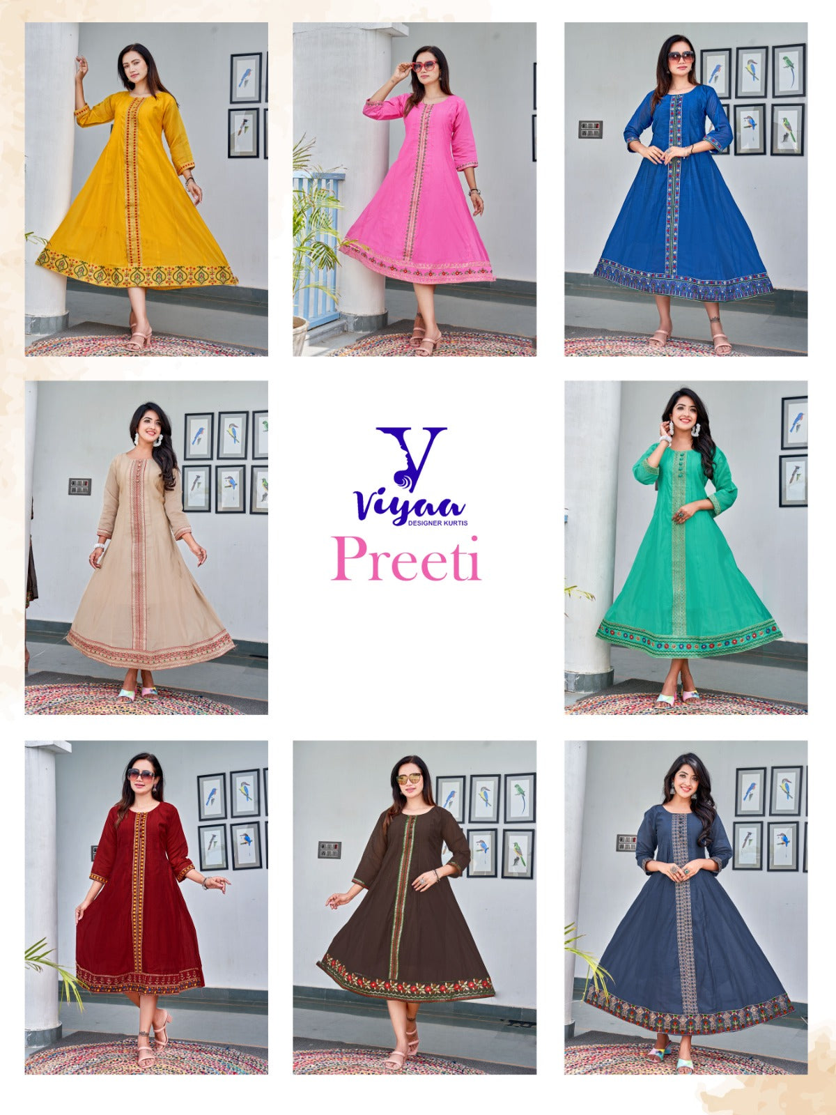 Preeti Viyaa Modal Chanderi Anarkali Kurtis