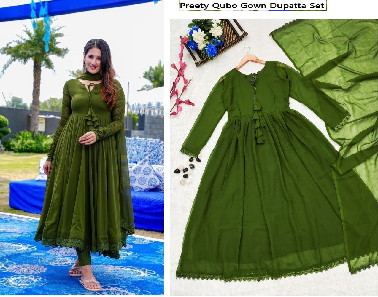 Preety Qubo Georgette Gown Dupatta Set