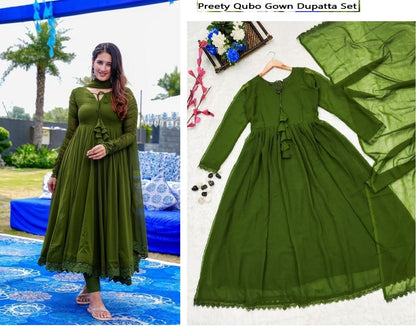 Preety Qubo Georgette Gown Dupatta Set